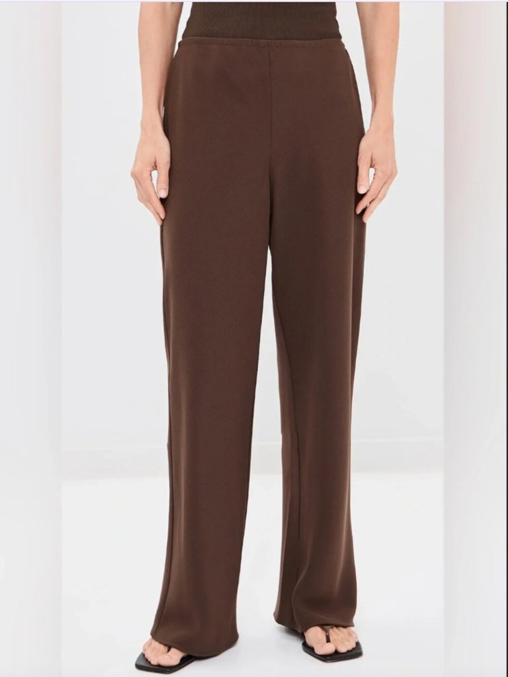 Reformation Gale Mid Rise Bias Pants, Cafe Brown Medium Wide Leg Pull On Comfort